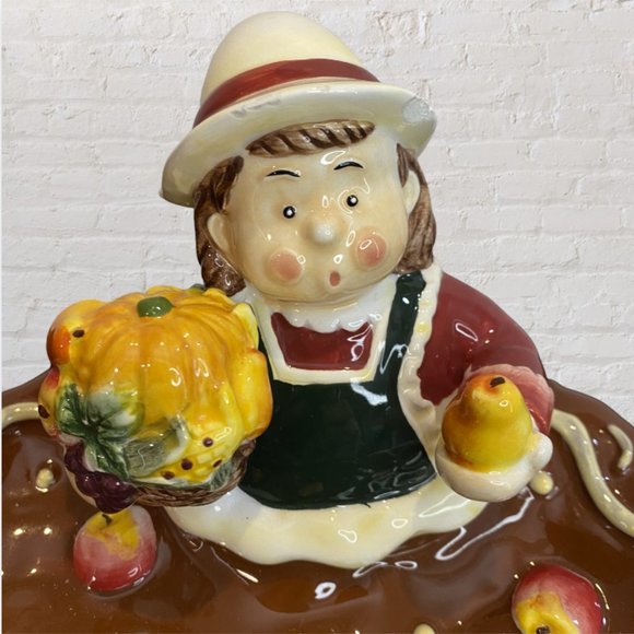 VINTAGE CANDY DISH -- Apple Pie Themed, Autumn, Treats, Candle Holder, Decor - Picture 4 of 7